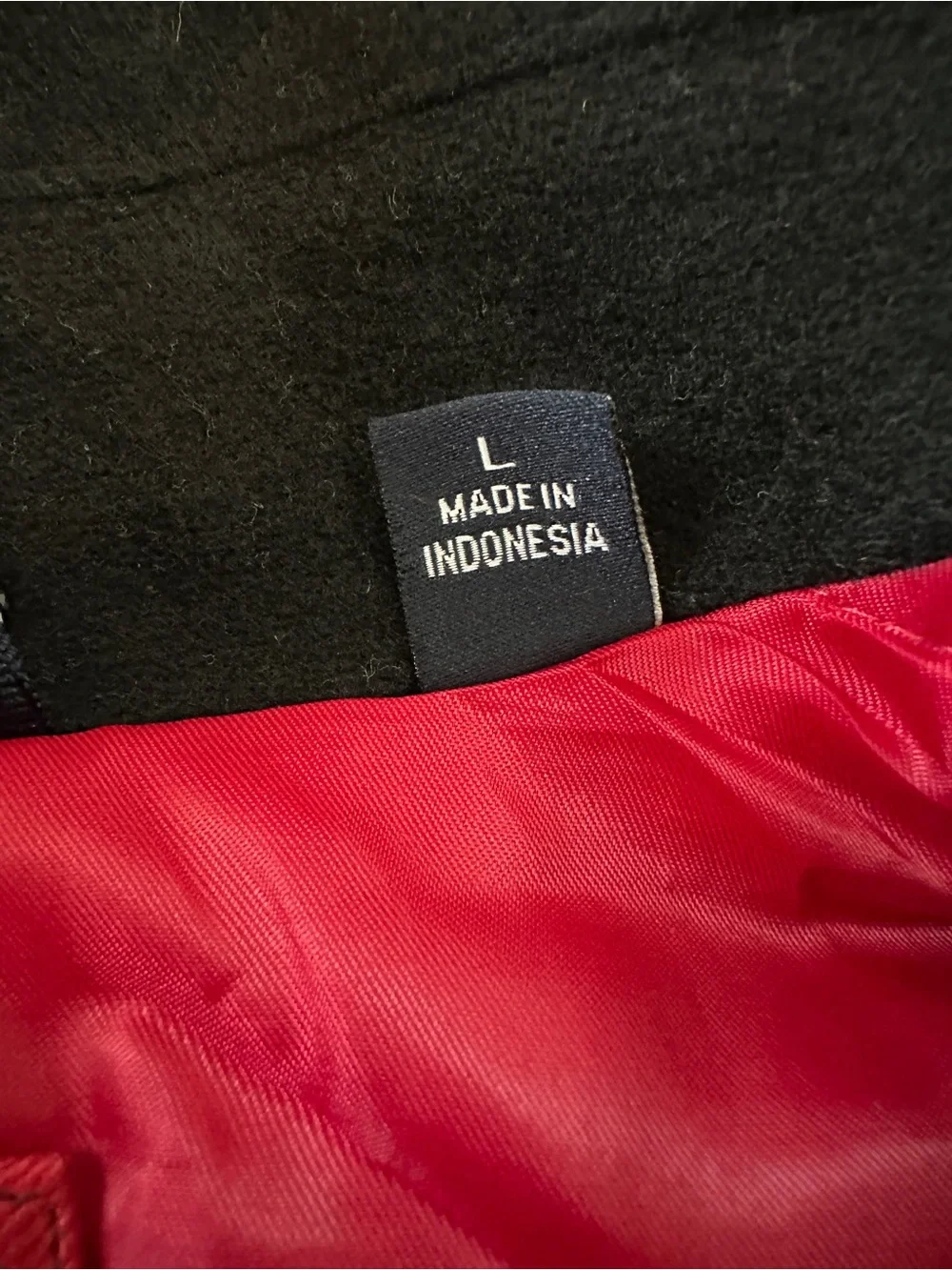 Tommy Hilfiger Black Double-Breasted Pea Coat with Red Lining